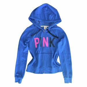 Y2K Victoria's Secret PINK Logo Zip Up Hoodie Size Small